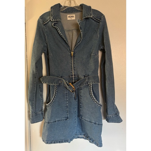 SHOW ME YOUR MUMU WOMEN'S OUTLAW MEDIUM WASH DENIM MINI DRESS Size XL - Picture 6 of 8